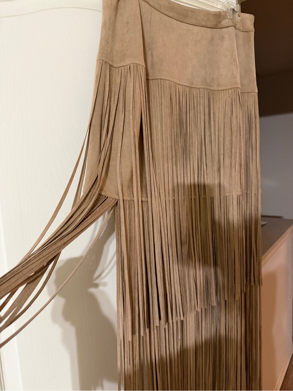 JOH Beige Suede-Look Fringe Skirt - Picture 2 of 3